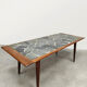 Vintage Danish design teak & slate stone coffee table