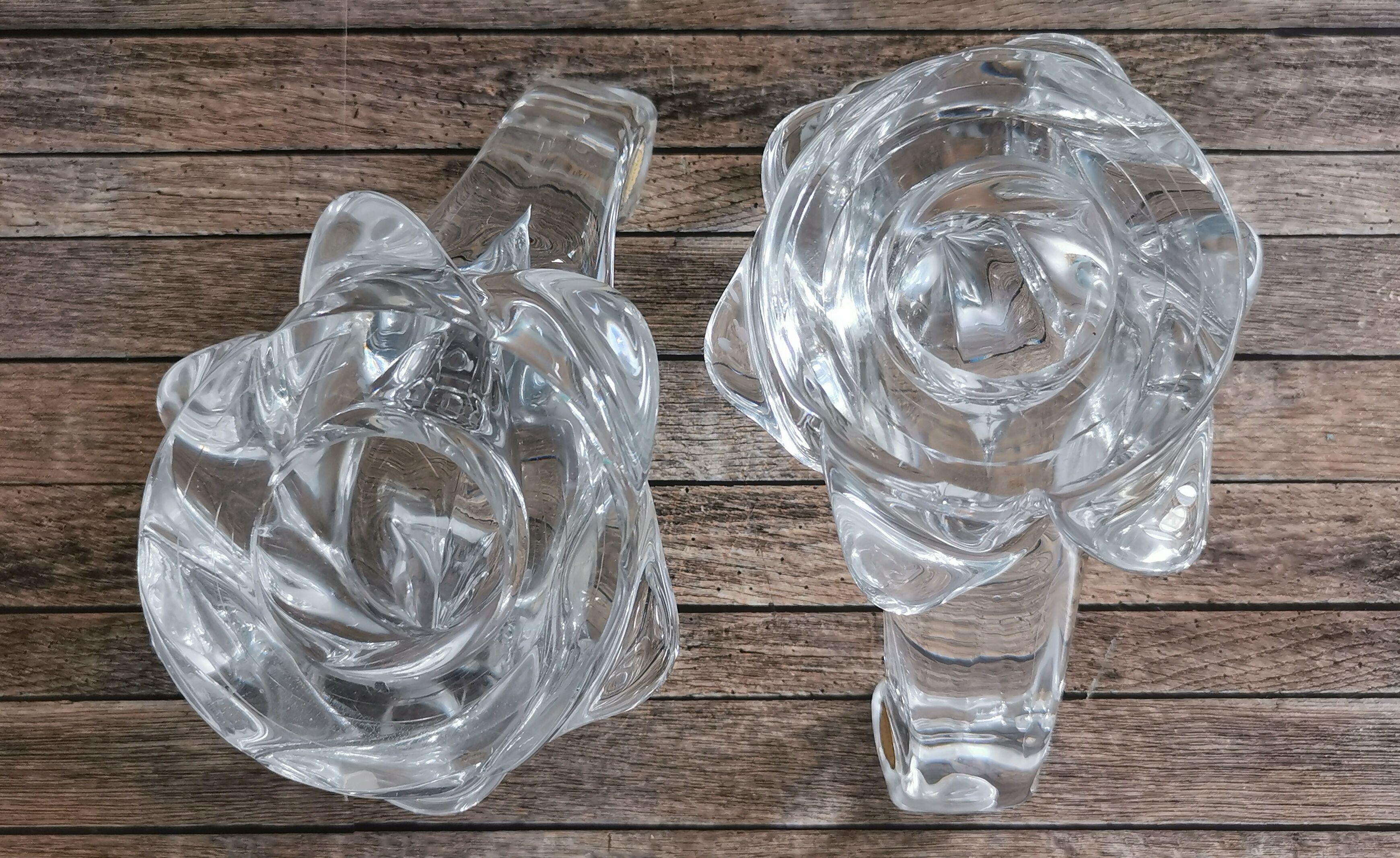 Pair of candle holders two crystal branches