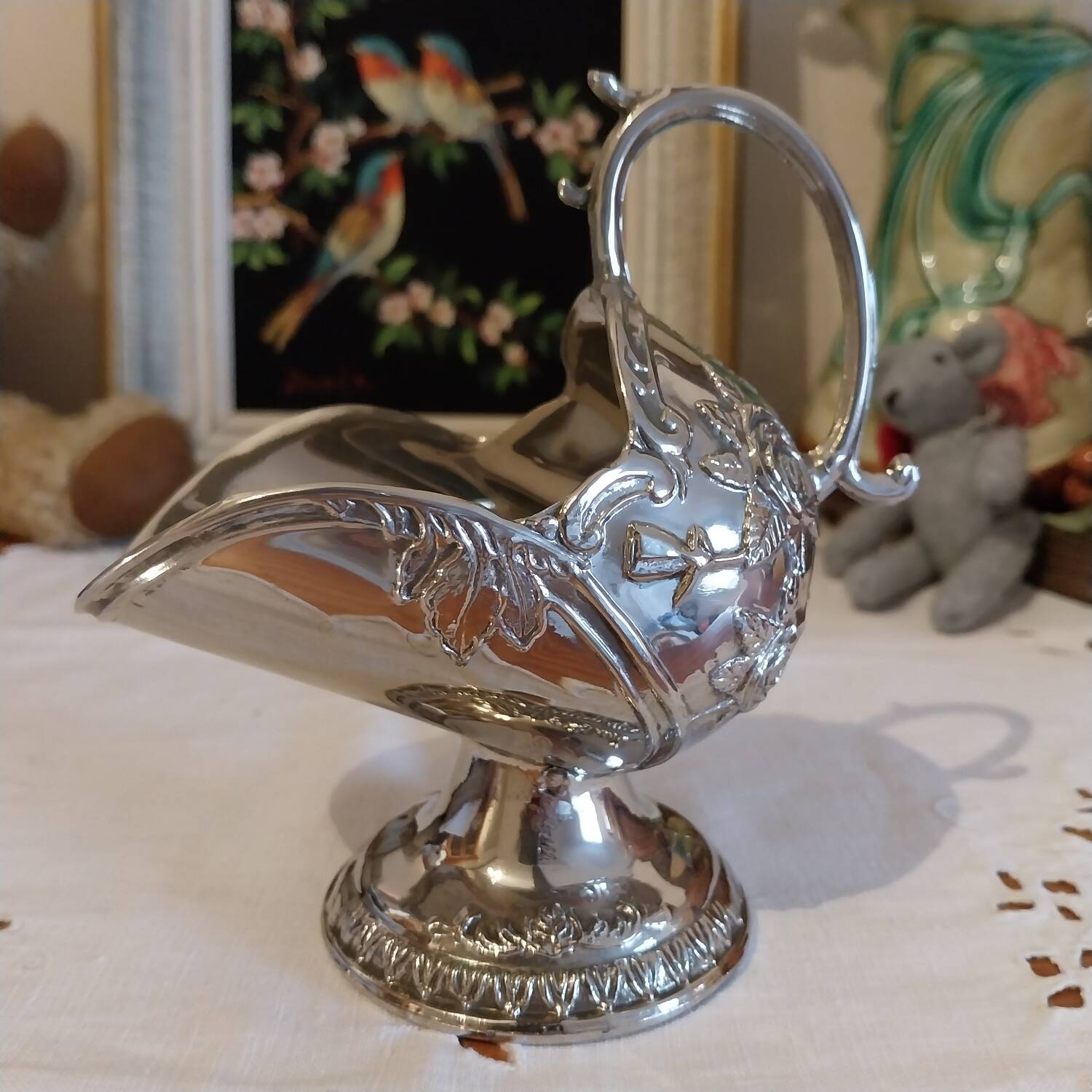 Antique silver-plated sugar bowl