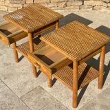 Pair of Bamboo Bedside Tables - Circa 1970