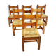 Mid century pine and rush dining chairs, set of 6, 1960s