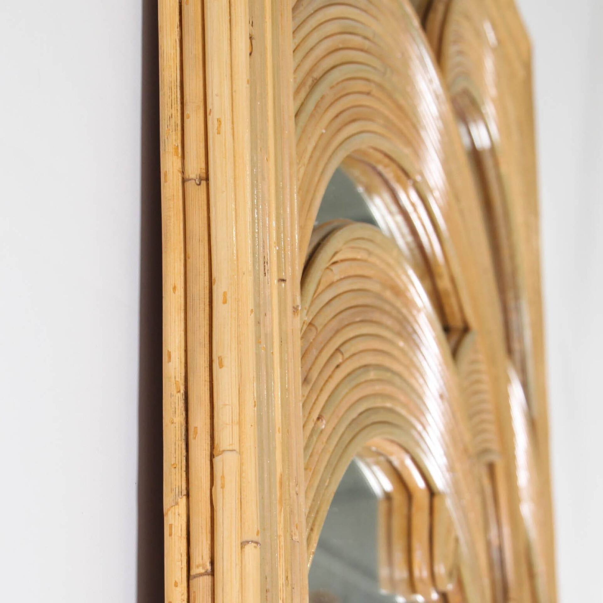 Grand miroir « palmes » en rotin
