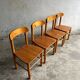 Set of 4 vintage pine dining chairs – 1970s