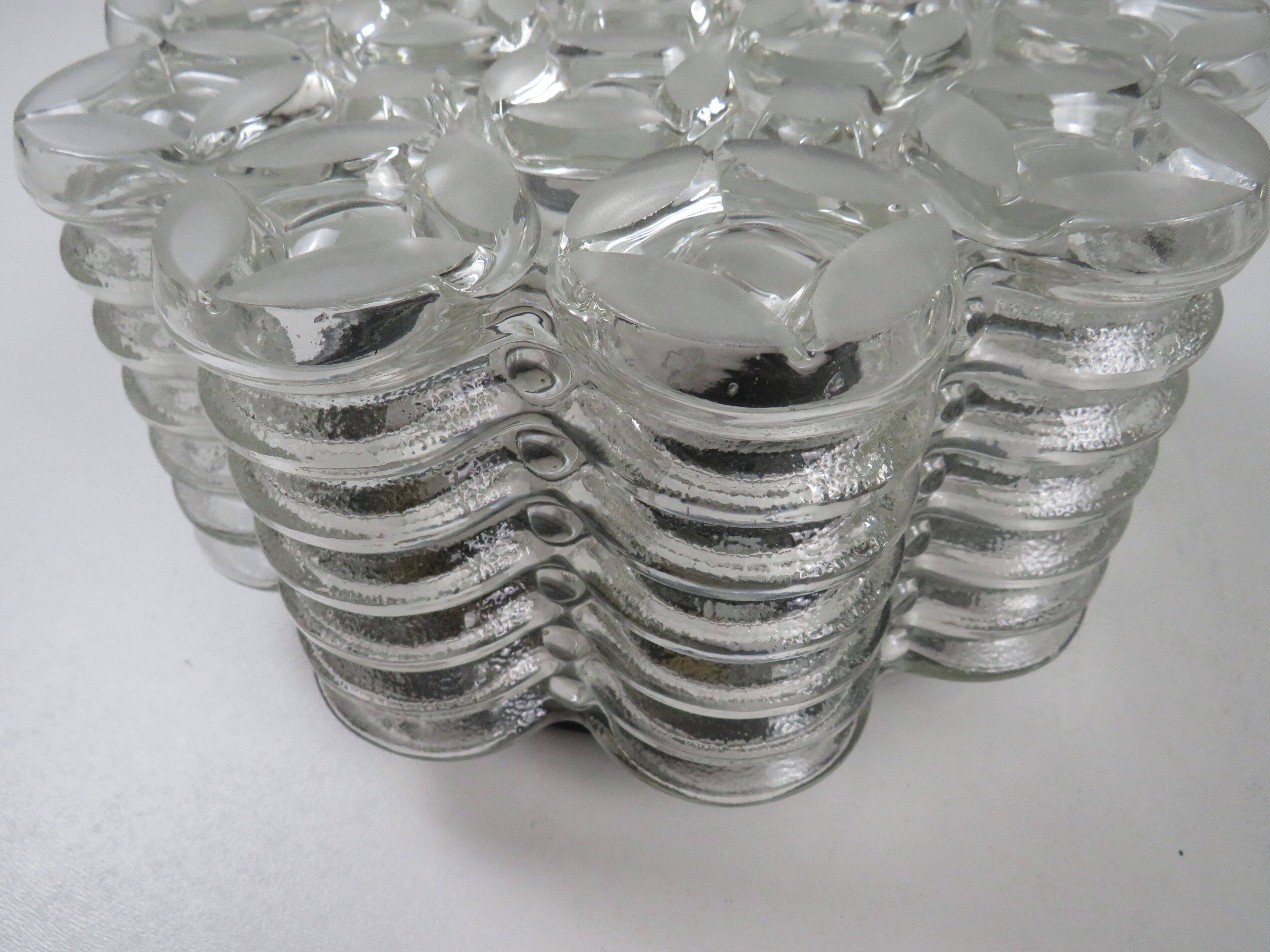 Vintage ceiling light WILA Leuchten in textured glass, Germany 1970.