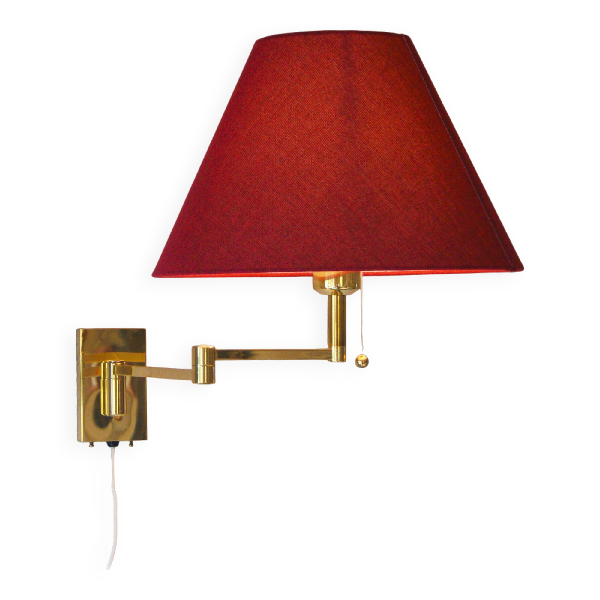 Large vintage brass swing arm wall lamp - Høvik Verk Norway - Hollywood Regency 1970s.