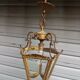 Old lantern 5 sides in bronze and engraved glasses of louis xvi style in working order