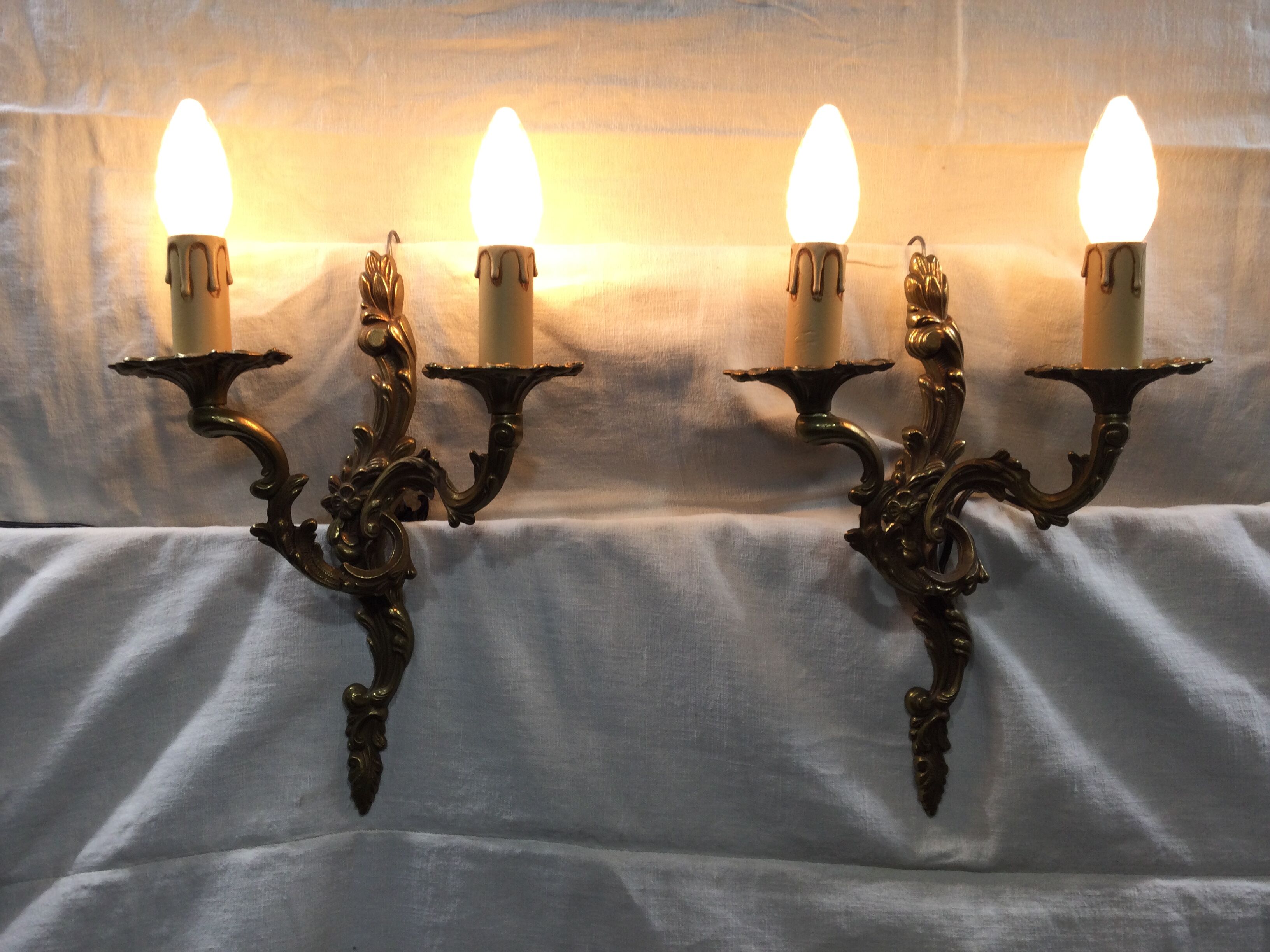 Pair of bronze sconces louis XV style