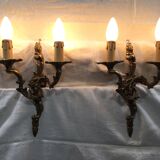 Pair of bronze sconces louis XV style