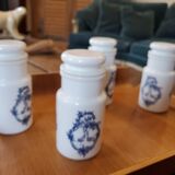 4 opaline bottles blue pattern