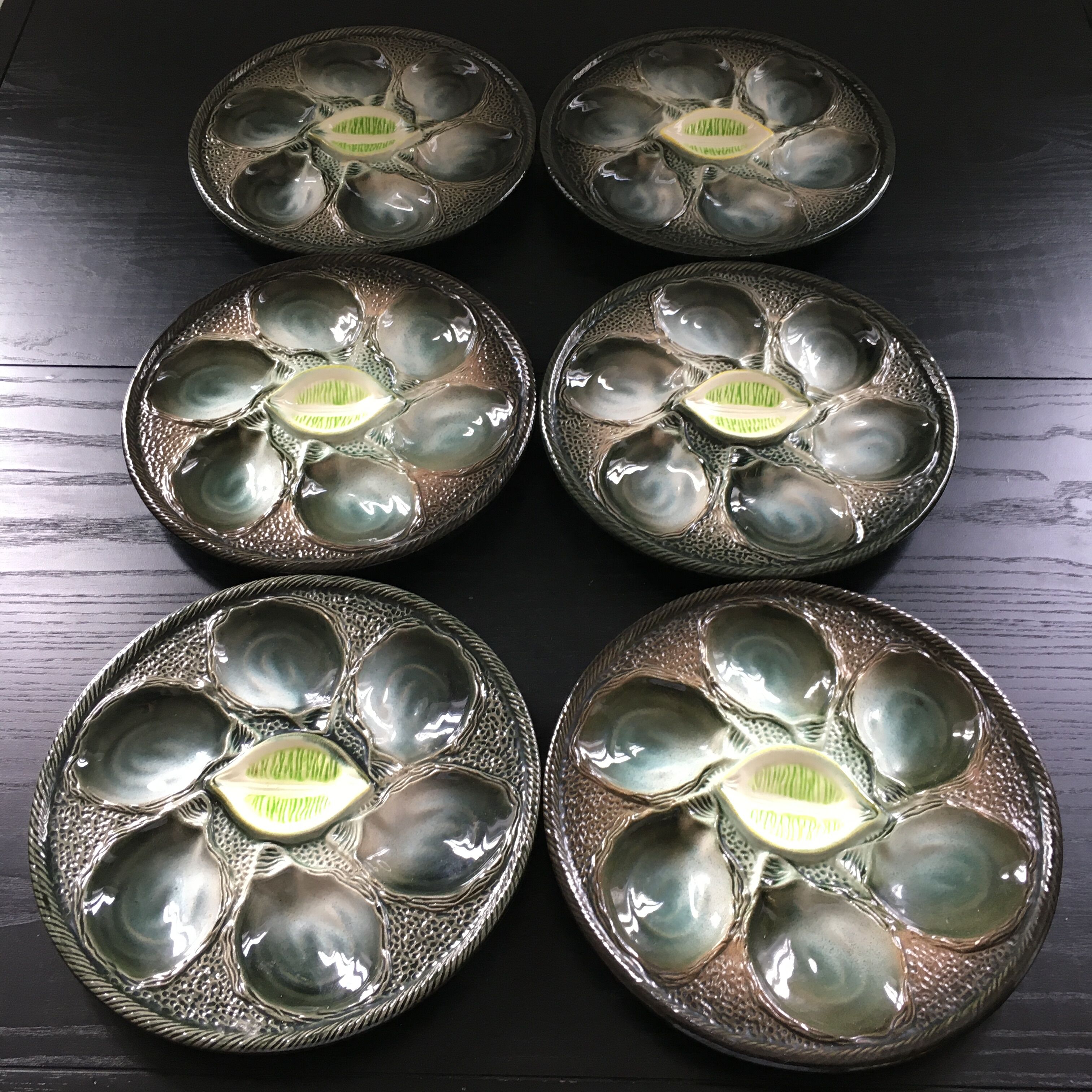 Lot de 6 assiettes à huîtres St Clément