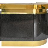 Bar in black lacquer and gilded brass by Jean-Claude Mahey for Maison Romeo.