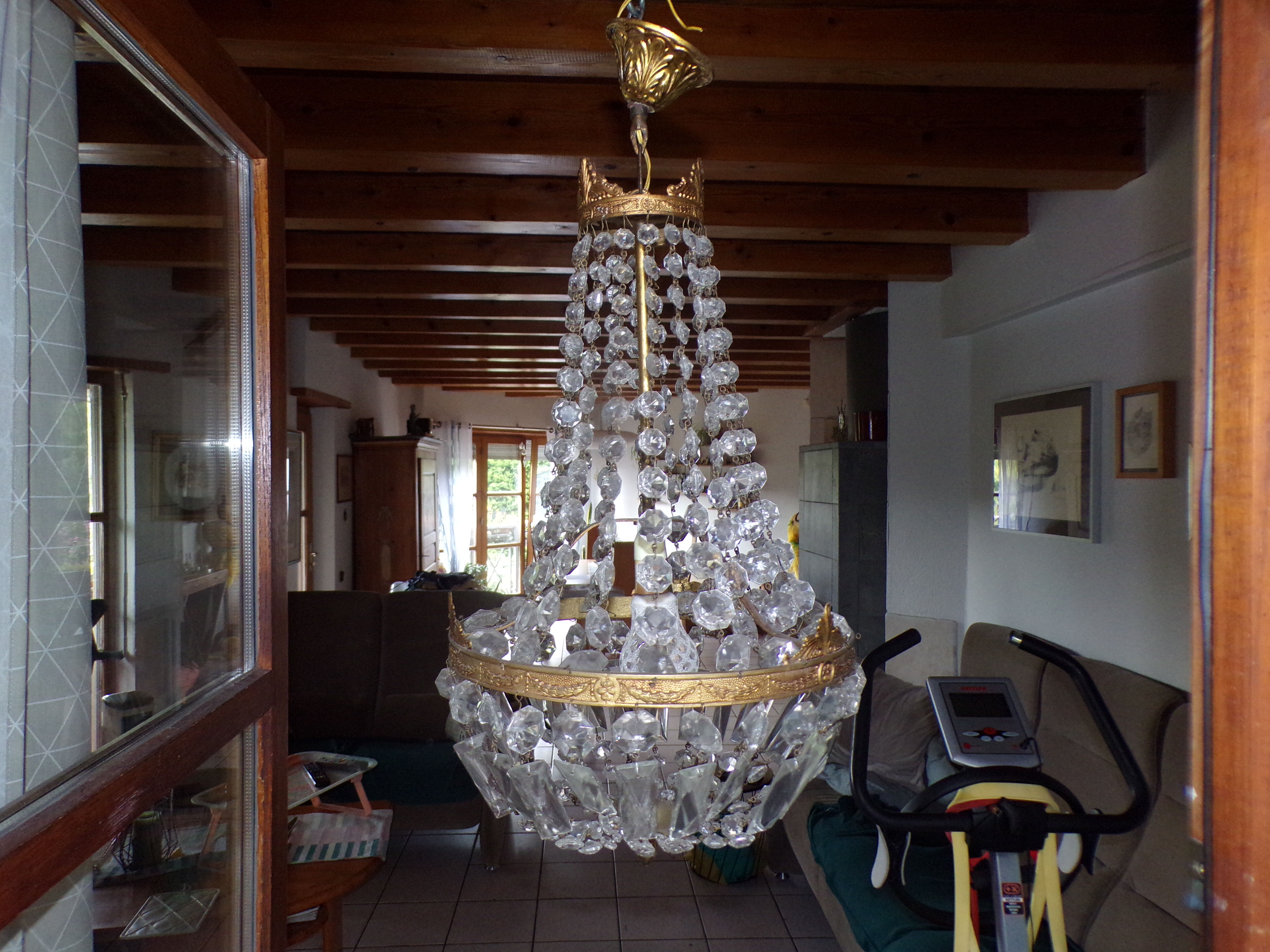 Hot air balloon chandelier with stamps