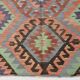 6x9 Green & Salmon Geometric Kilim Rug, 177x266Cm