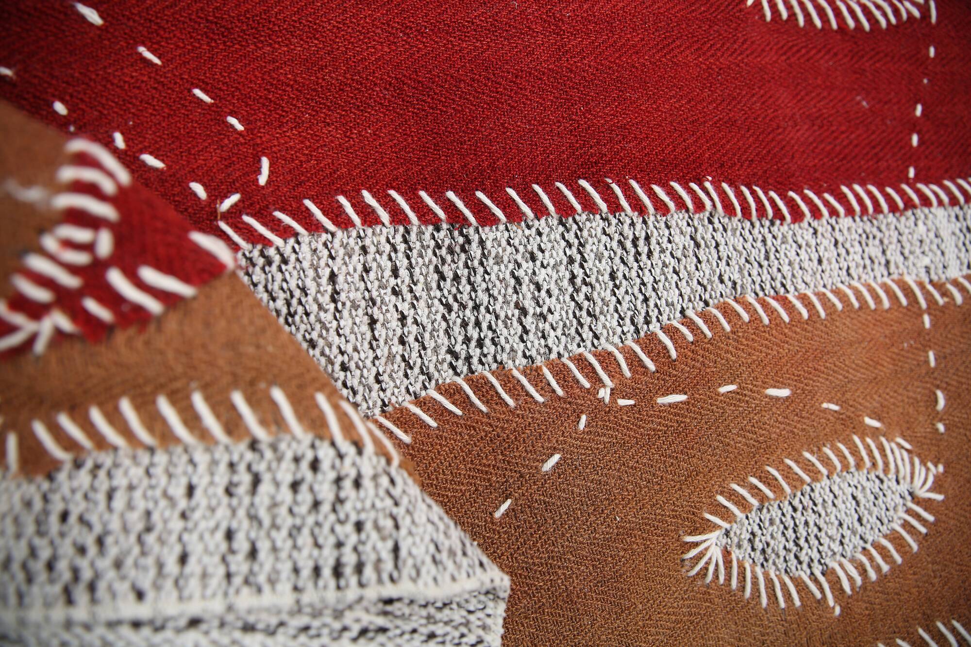 Burgundy Textile Wall Hanging, Handmade Tapestry Rug