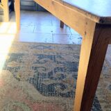 Solid oak farmhouse table with central drawer and extension