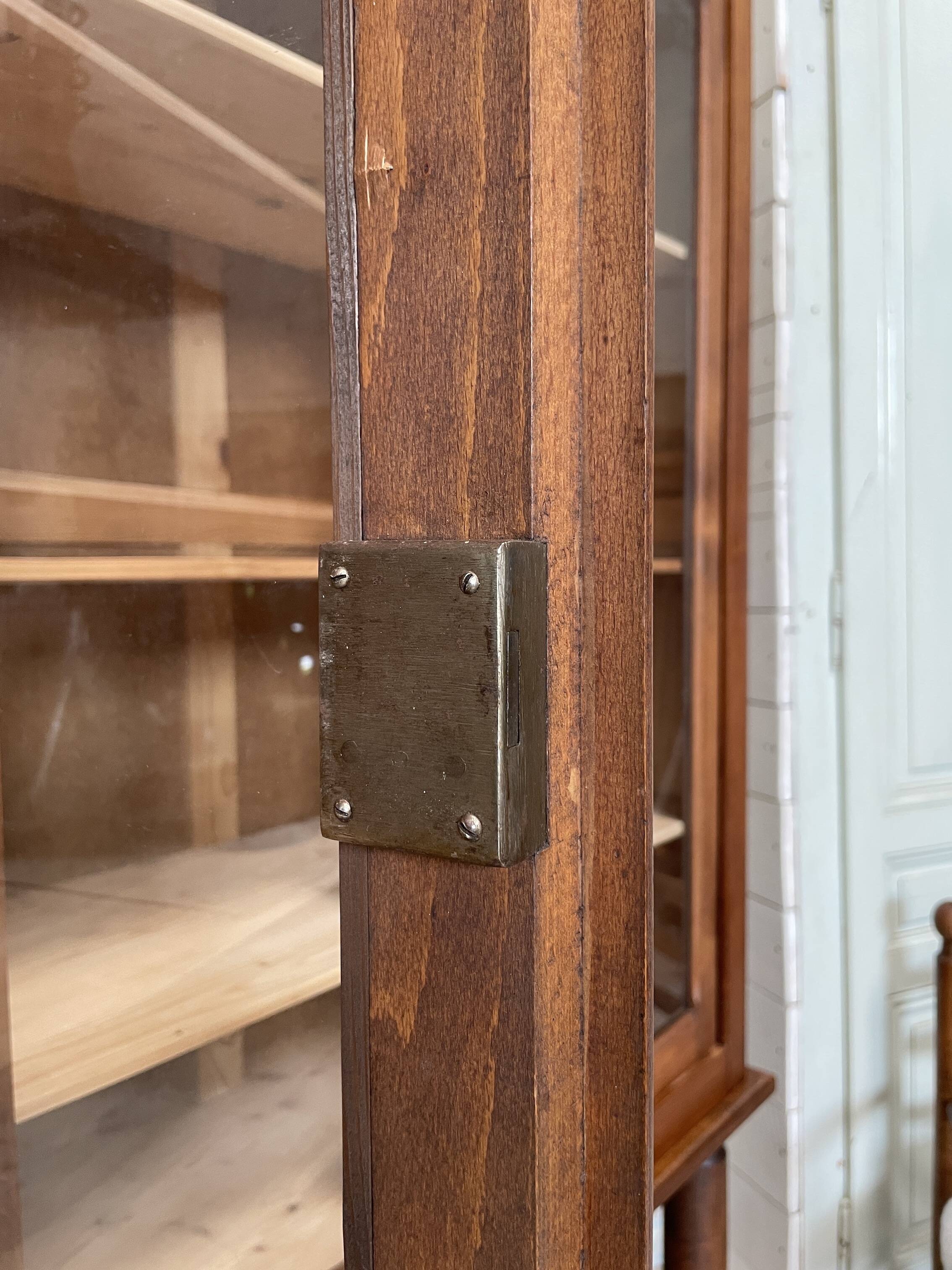 Solid wood display cabinet.