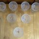Set of 7 Glass Ice Cream Bowls Diamond Point France Vintage #E076