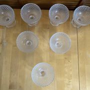 Set of 7 Glass Ice Cream Bowls Diamond Point France Vintage #E076