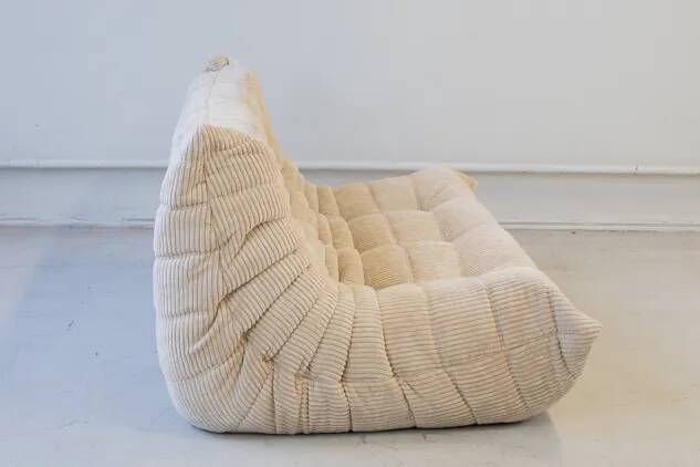 Togo 3 places et fauteuil en velours côtelé blanc