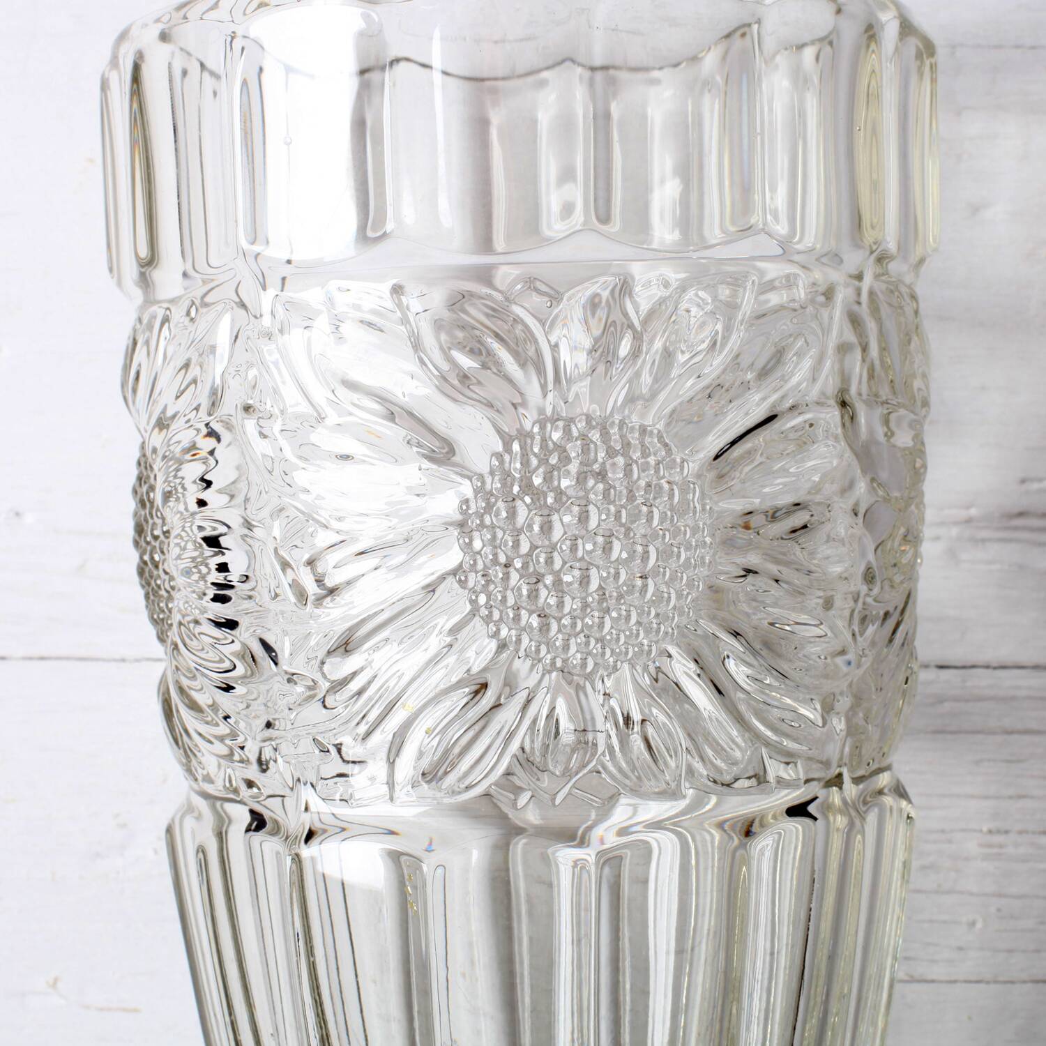 Large Vintage Sunflower Glass Vase: Bohemia Glass, Czech Republic, 1960s