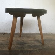 Small triangular table coffee table with a vintage tripod door midcentury plant 1950