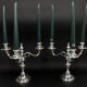 Pair of chrysalia silver metal 3-light candlestick holders