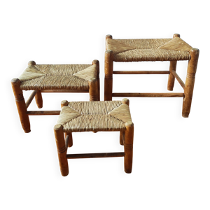 Suite de 3 petits bancs - bois