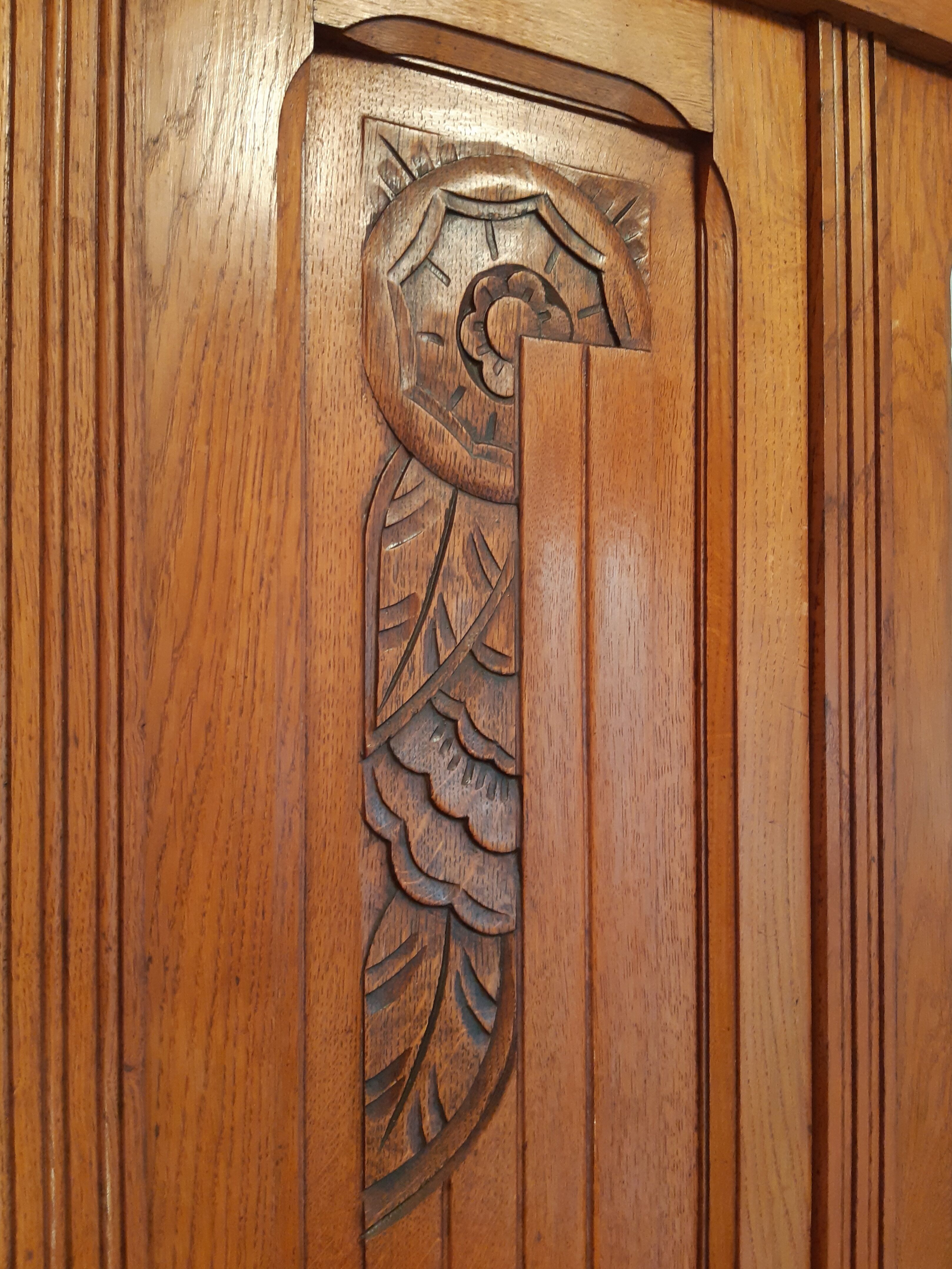 3-door Art Deco Parisian wardrobe and bevelled mirror