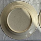 Set consisting of 6 beige flat plates with a blue rim + 3 deep plates.