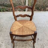 8 Louis XV chairs in solid oak and straw with shell sculptures