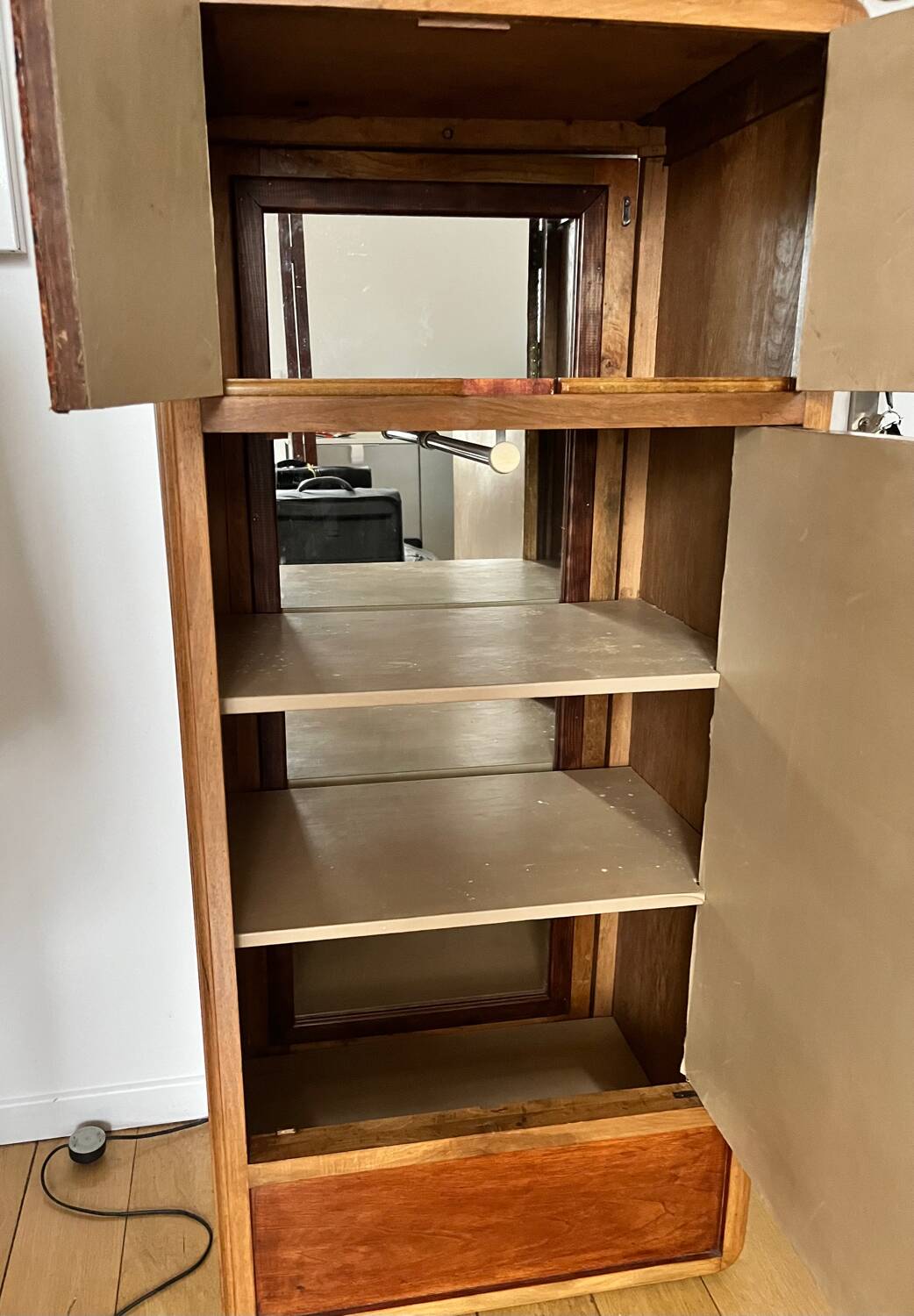 Art deco burl python walnut storage unit