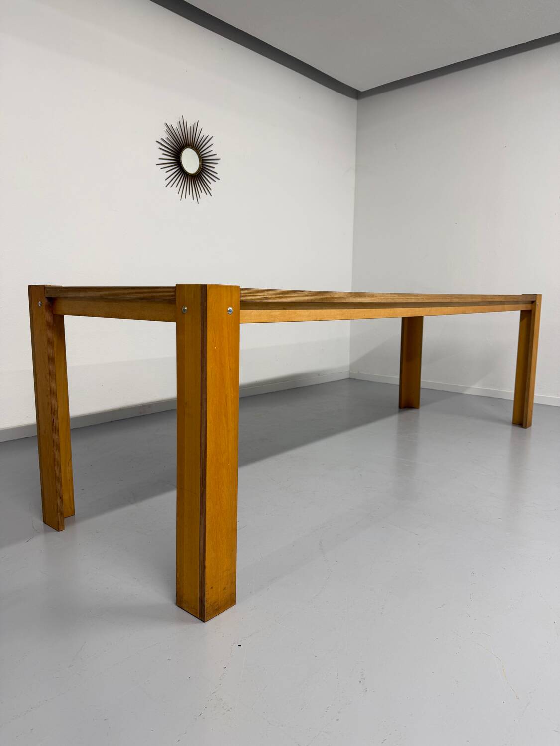 Large modernist plywood table, Memphis style, 1980s