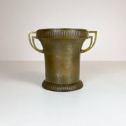 Art Deco champagne cooler in copper and brass with relief patterns, Sweden, 1930s.