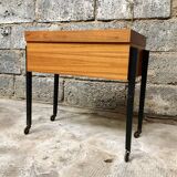 Worker wood teak and brass and metal feet 1950 1960