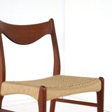 Set of 4 Arne Wahl Iversen for Glyngore papercord chairs 'Naerem'