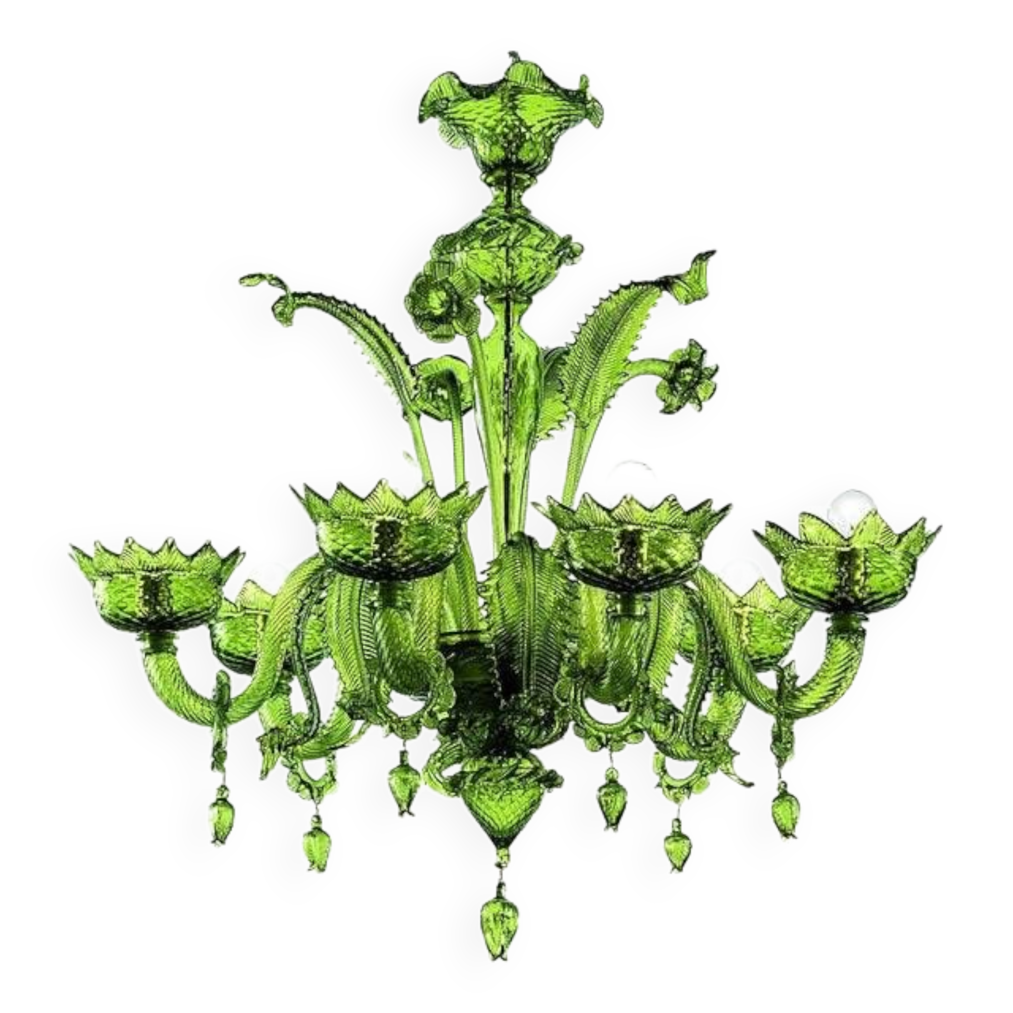 Contemporary greeen murano glass chandelier