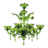 Contemporary greeen murano glass chandelier