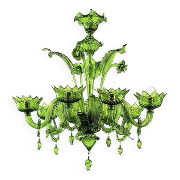Contemporary greeen murano glass chandelier