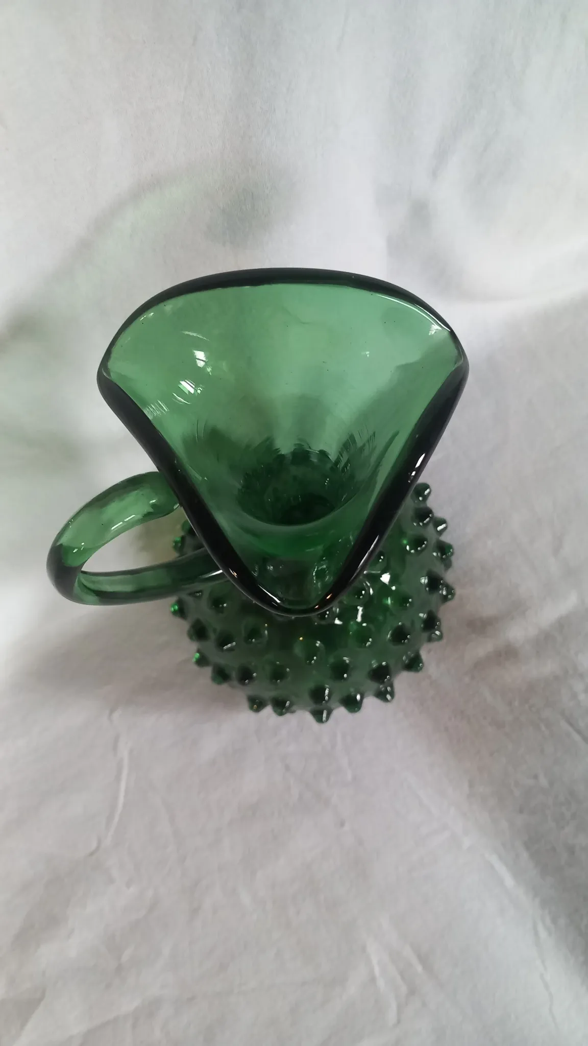 Vintage glass art vase Pichet Empoli Green with spikes – Italy, c