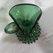 Vintage glass art vase Pichet Empoli Green with spikes – Italy, c