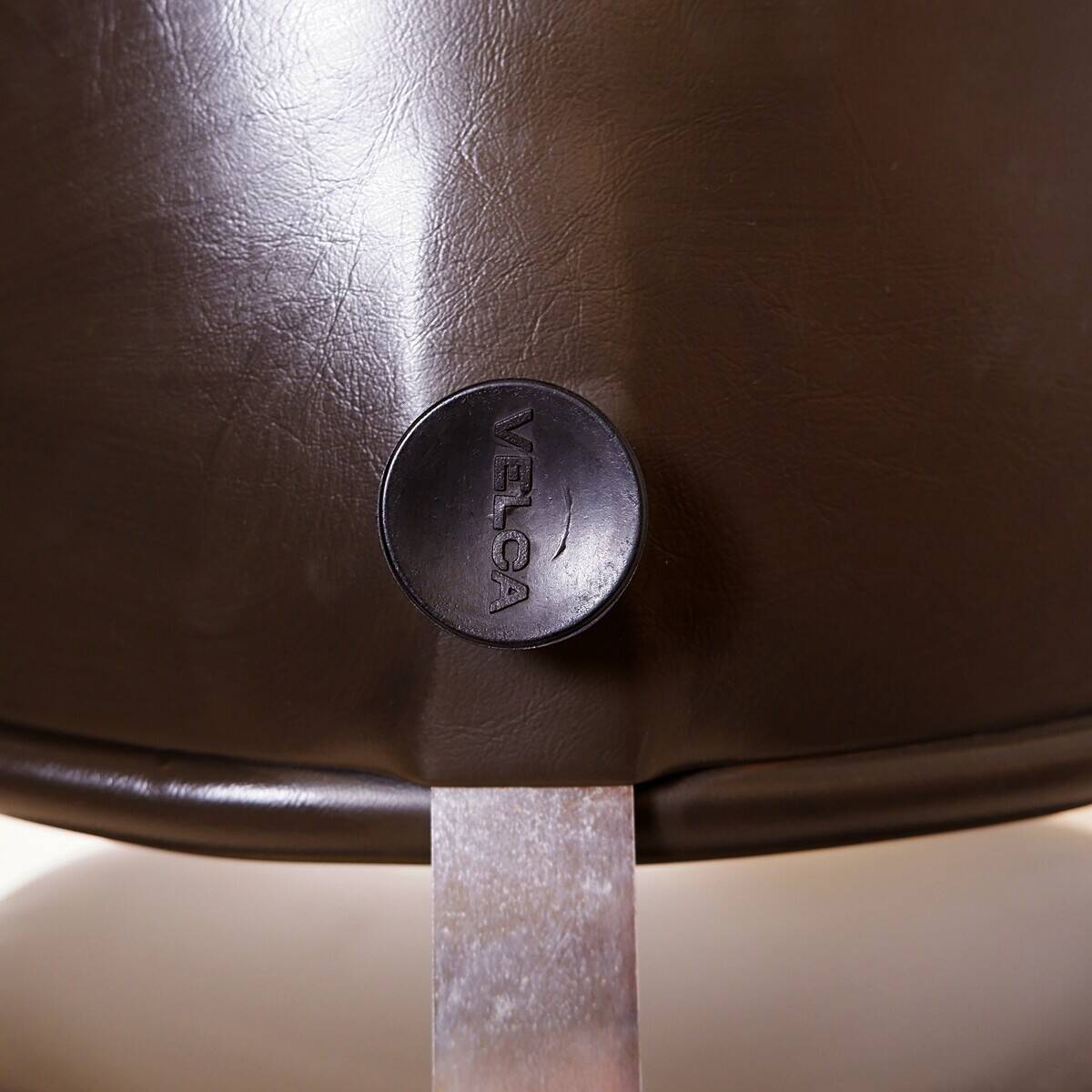 vintage swivel office chair in brown skai by Velca Legnano for Jules Wabbes