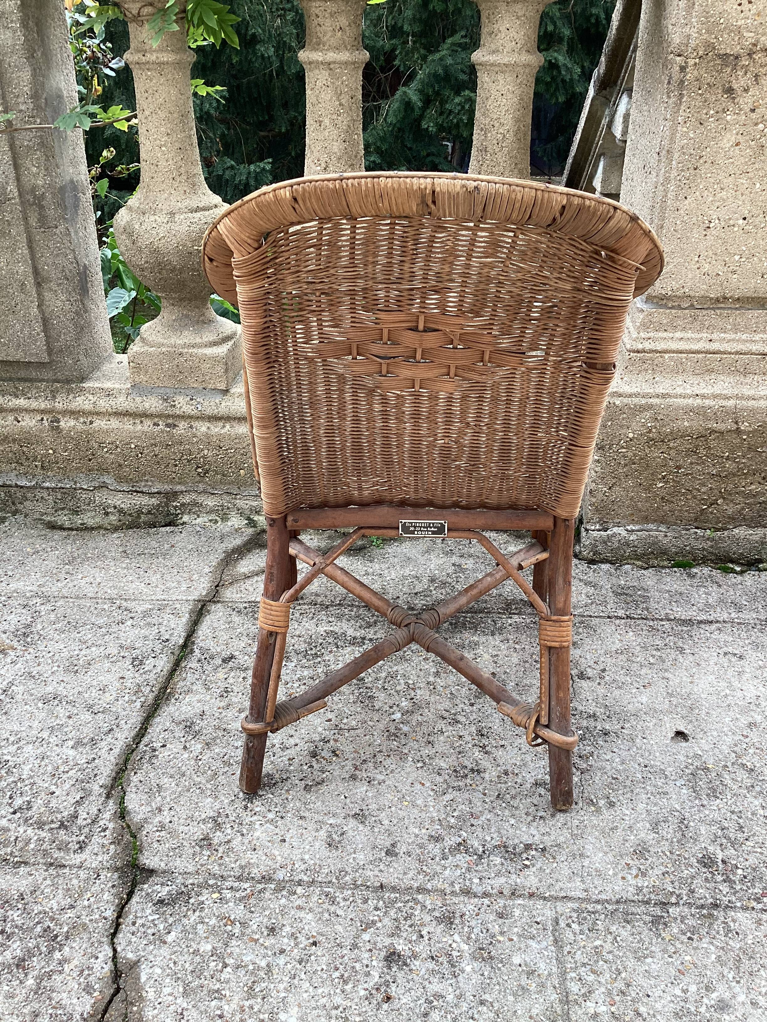 Small shepherdess chair for children in rattan 1950
