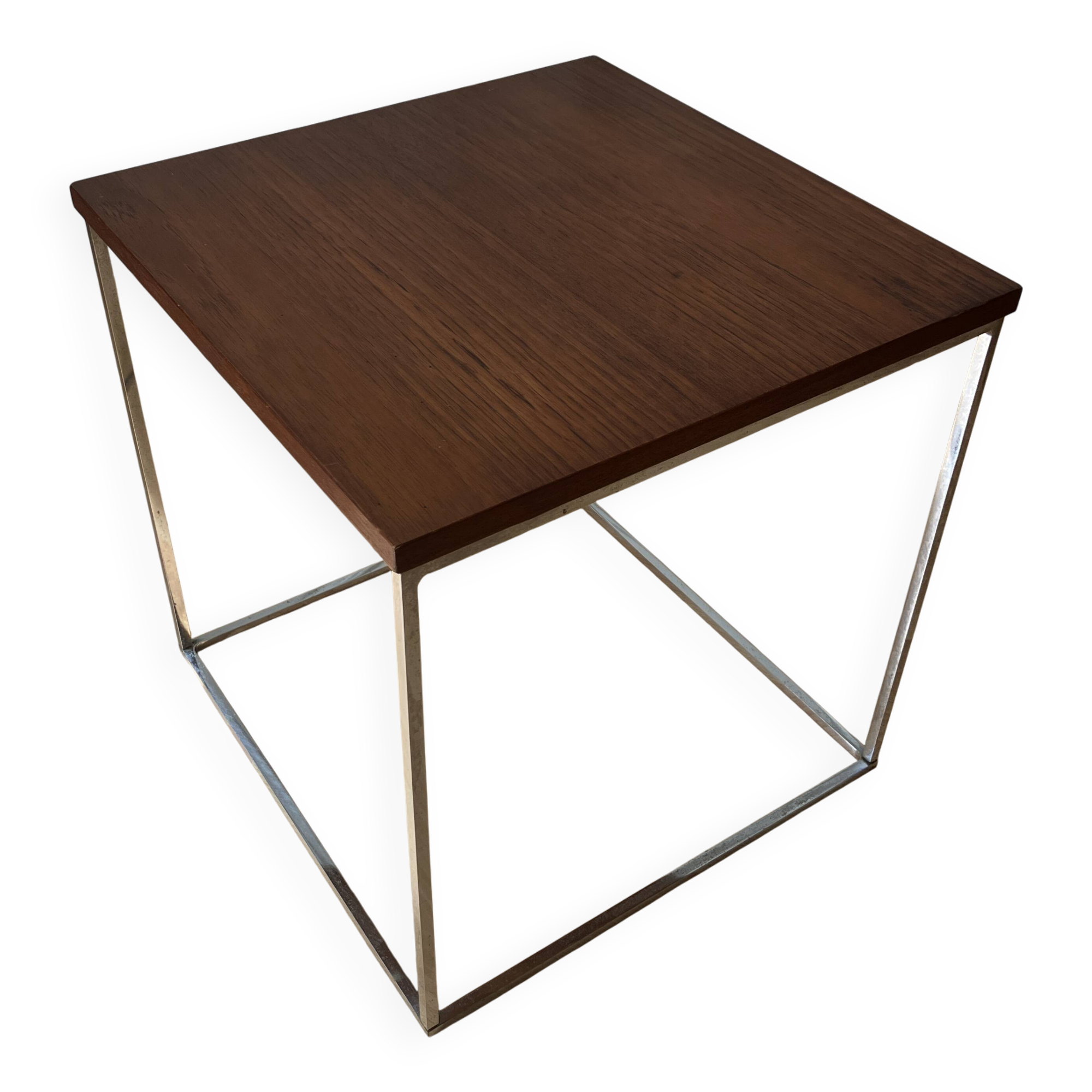 Table d’appoint années 60 en teck et acier chromé