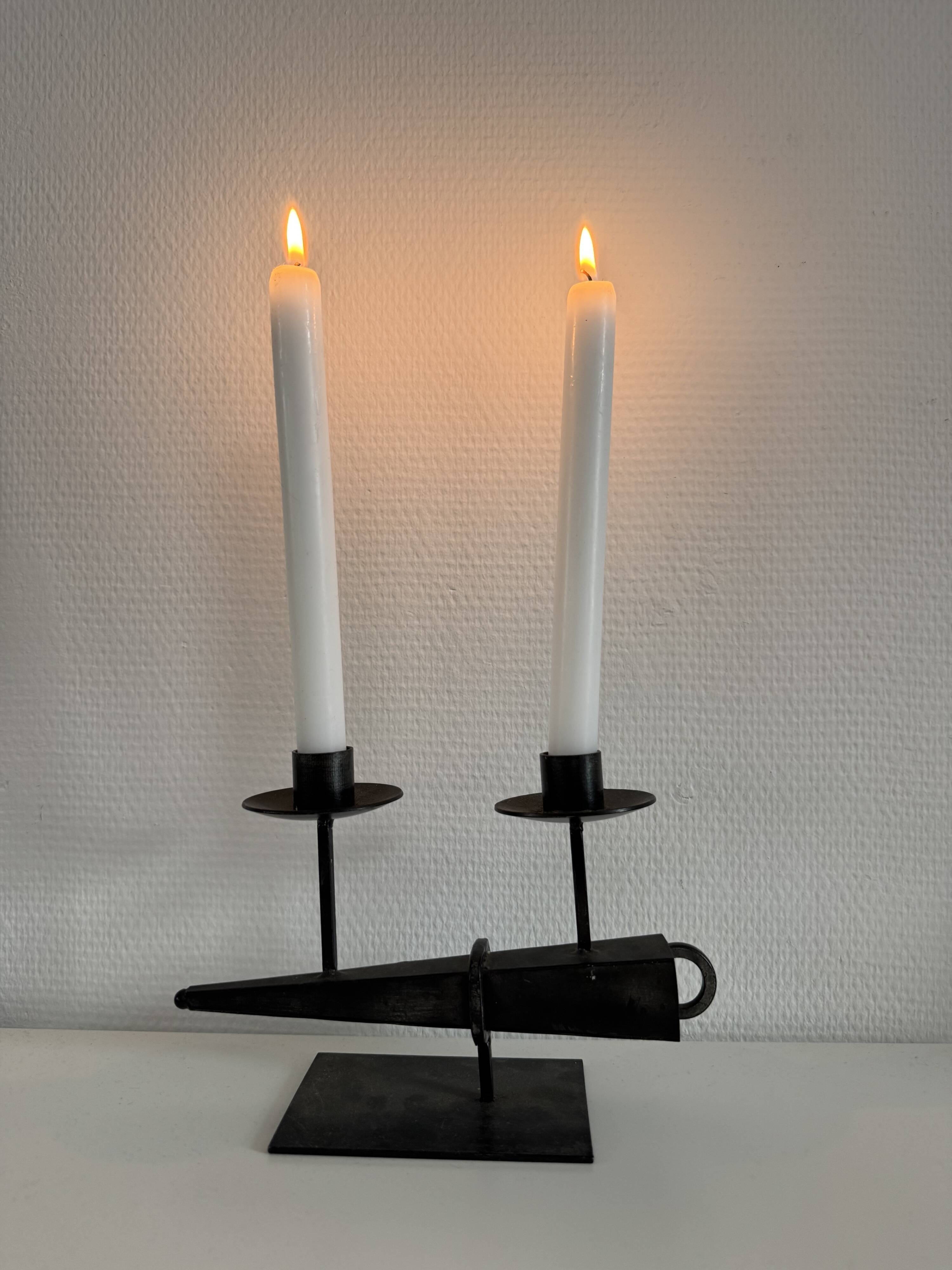 Vintage French Brualist Candelabra