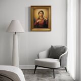 19th century panel painting, Virgin Mary in contemplation