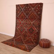 Burgundy Vintage Moroccan Rug 168 x 297 cm, Berber Wool Rug, Handmade Rug