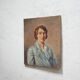 Portrait painting, Painting on old canvas signed Raymond Casez