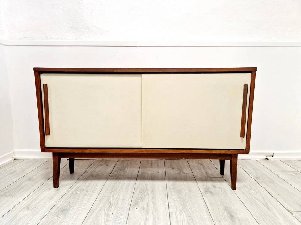 Mid Century Swedish Teak Sideboard White Synthetic Doors
