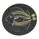 Black faience plate with stylised fish, Ty Breiz spirit from the 1960s.