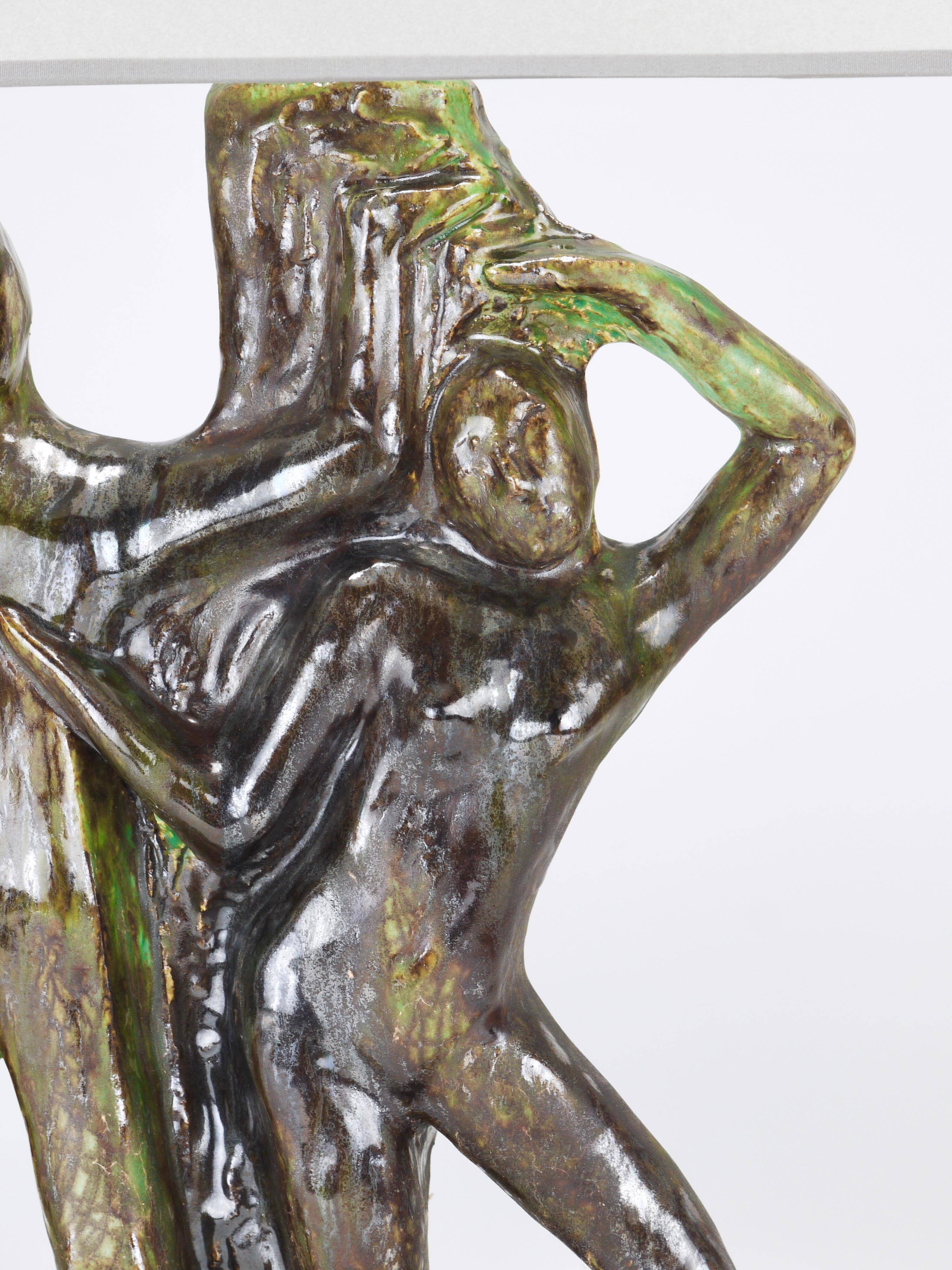 Brutalist sculptural table lamp "Man and Woman near a Tree", Italy, 1970s